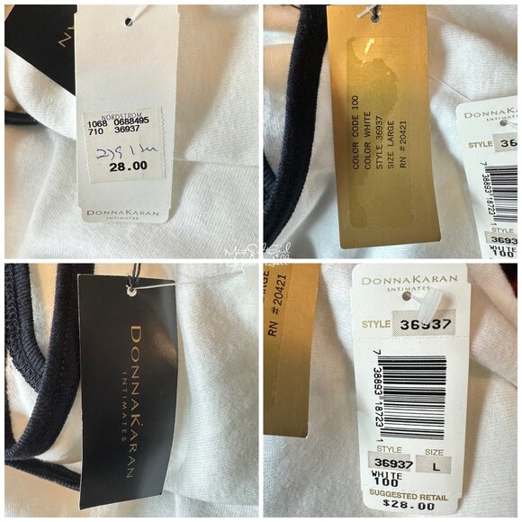 Donna Karan New York Intimates White Tank Top with Black Trim Size Large - Picture 6 of 6